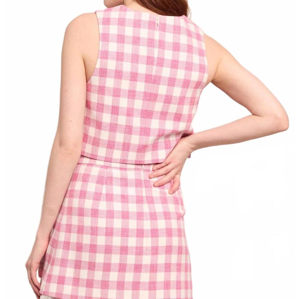 NEW CARA CARA debbie top in pink boucle grid - Picture 4 of 5